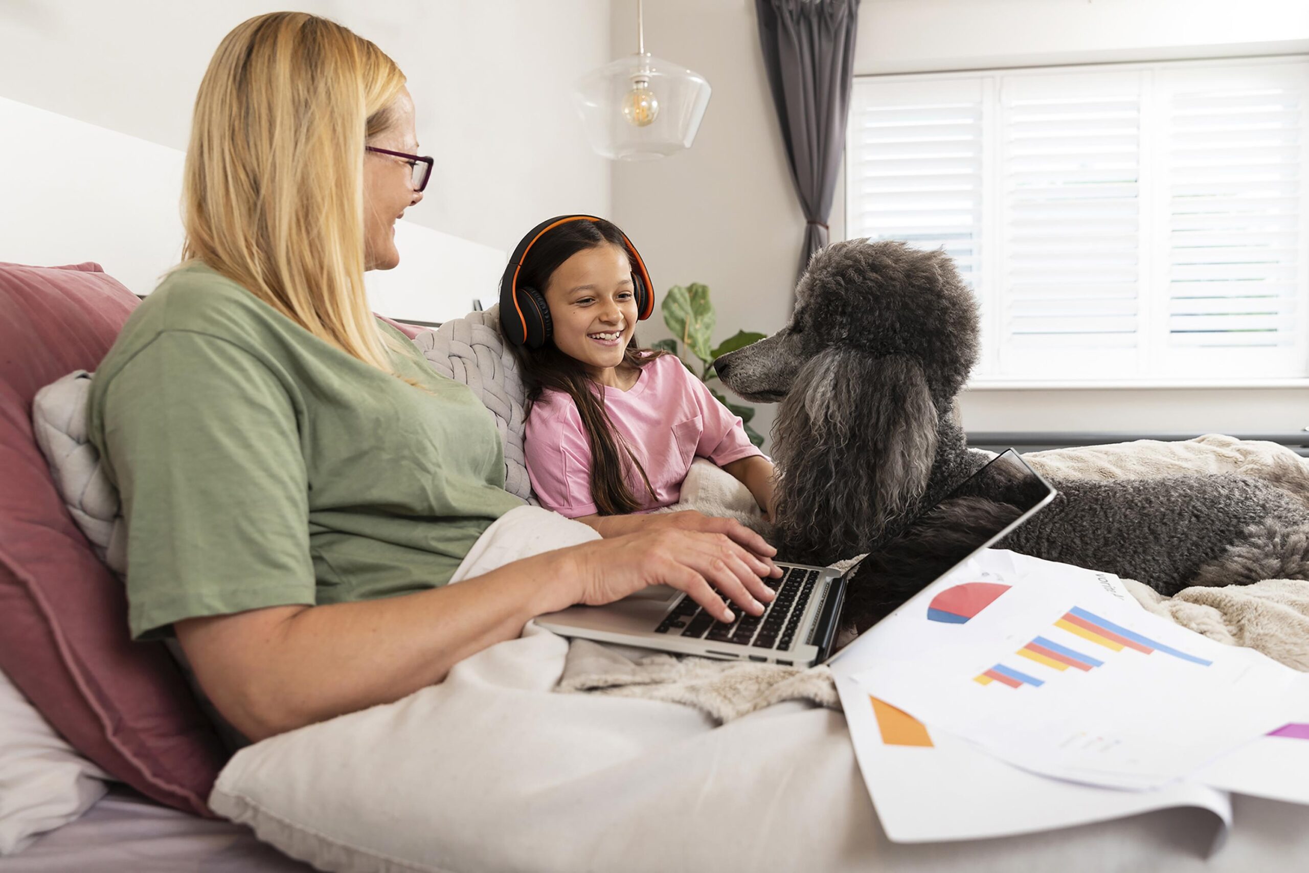 mother-daughter-spending-time-together-with-their-dog